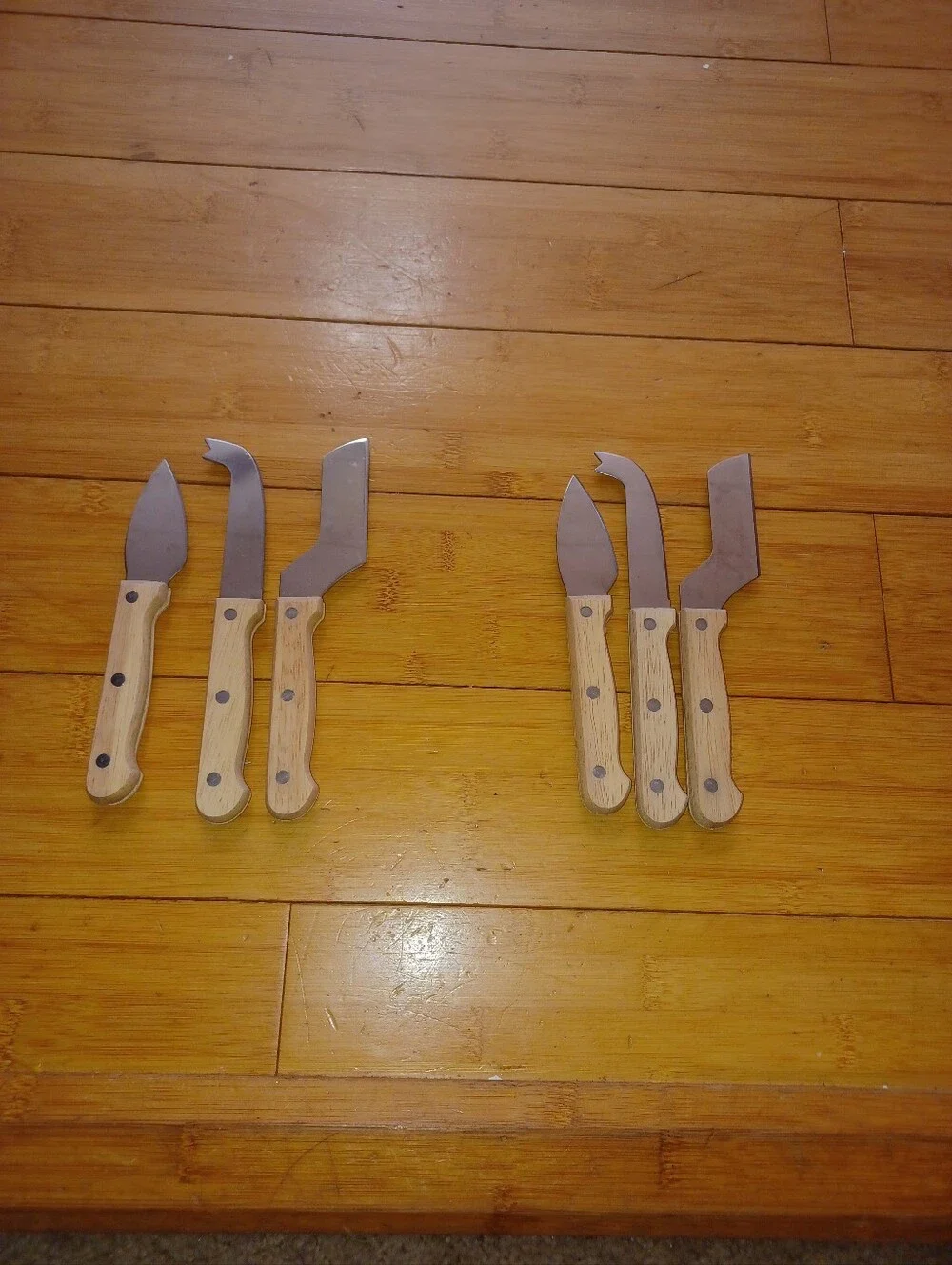 3 Piece Wood-Handle Cheese Knife Set - Natural Wood